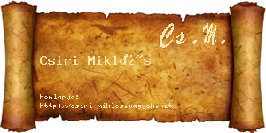 Csiri Miklós névjegykártya